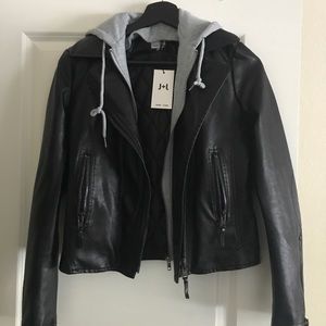 John + Jenn Faux Leather Jacket & Removable Hood